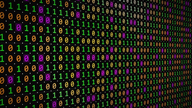 3d-renderöinti taustasta, joka perustuu binäärikooditeknologiaan