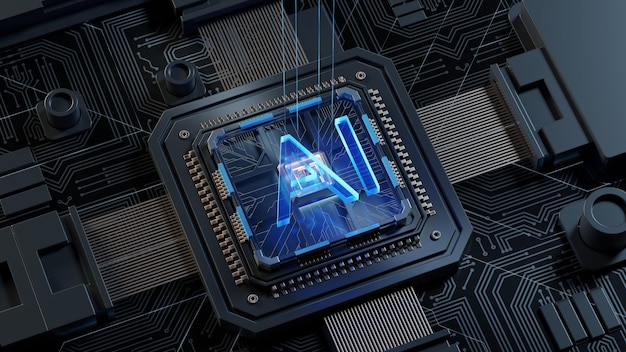3D-renderöintitekniikka Smart Ai -emolevyn sirun luova kartta