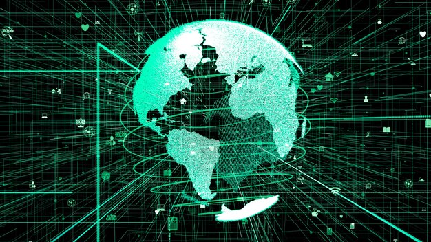 3d-renderöity 3D-kuvitus globaalista online-internetverkosta