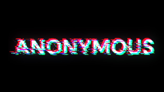3d-renderöity anonyymi teksti, jossa on teknologisen häiriön näyttöefektejä