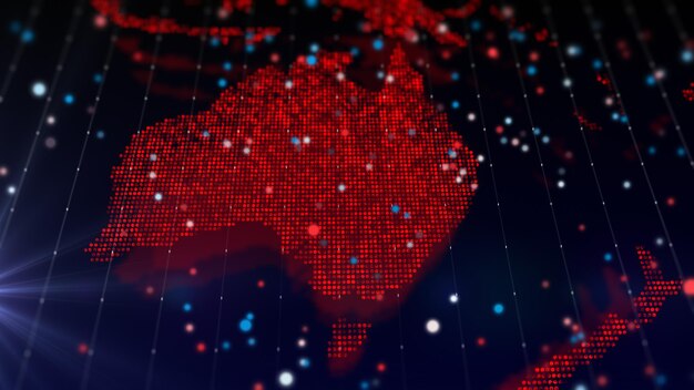 3D-renderöity digitaalinen Australian kartta