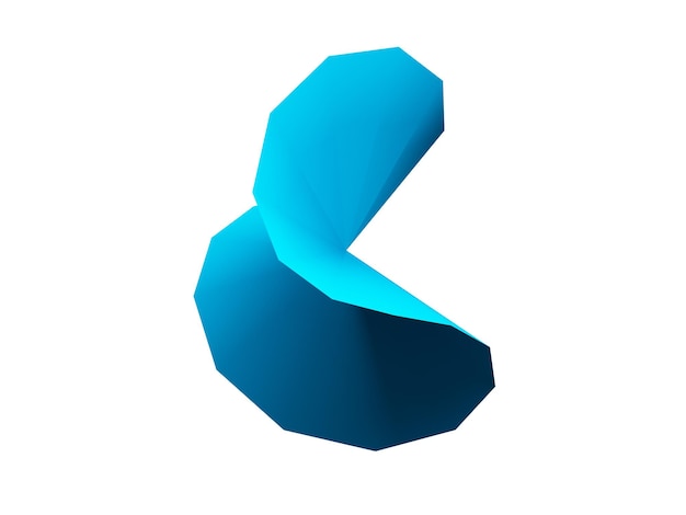 3d-renderöity dynaaminen logo eristettynä valkoisella taustalla. Kirkas epätavallisen muotoinen merkki tai symboli