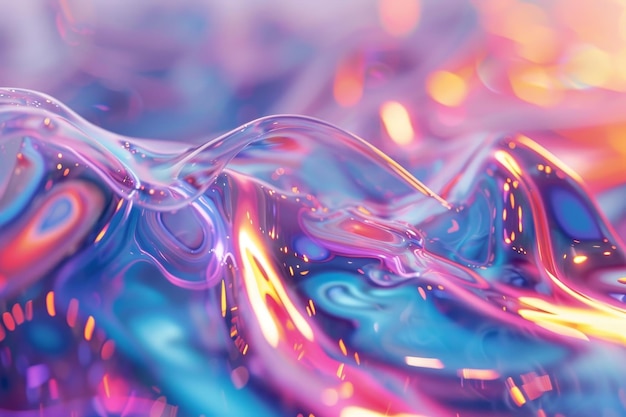 3d-renderöity kolmiulotteinen, nestemäinen holografinen kuvitus