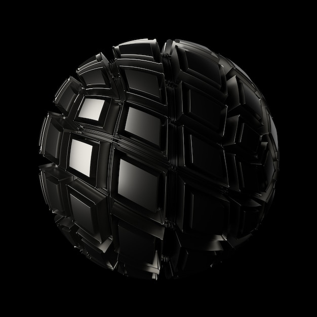 3D-renderöity metallitausta. Siirtymäpinta. Satunnaisia kuvioita pursotettu pallomuodosta.