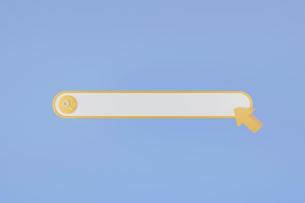 3D search bar arrow cursor Search bar template for website Navigation search for browser Browser button for website Web search concept Pastel soft colors yellow blue background 3d rendering