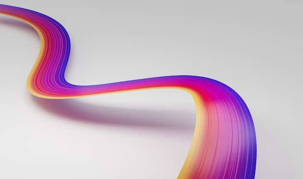 3d Shiny Ribbon Waving colorful Ribbon White Background 3d Illustration