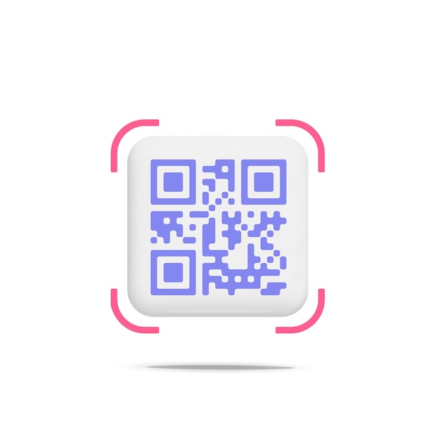 3D vektori violetti qr-koodin skannaus mobiilisovellukselle ja verkko-ostoksille älypuhelimen kuvakemuotoiluun