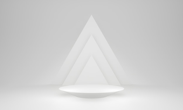 3d white geometric stage podium.