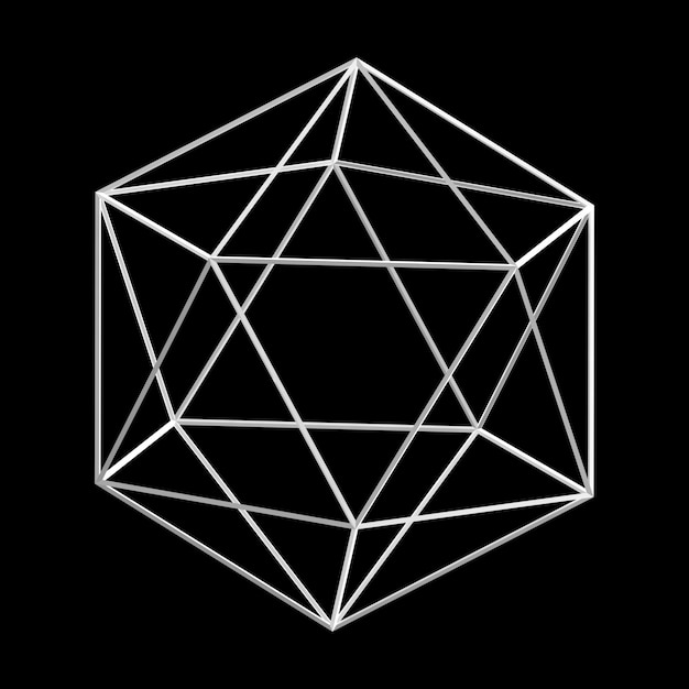 3d wireframe outline polygon icosphere shape