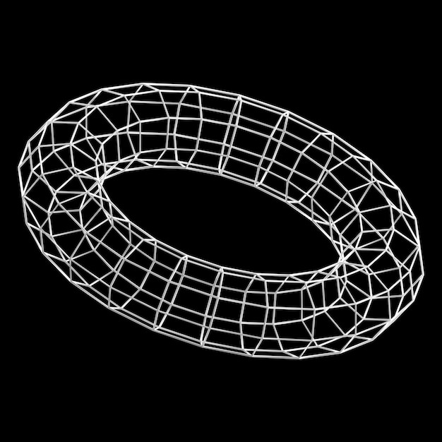 3d wireframe outline polygon torus shape