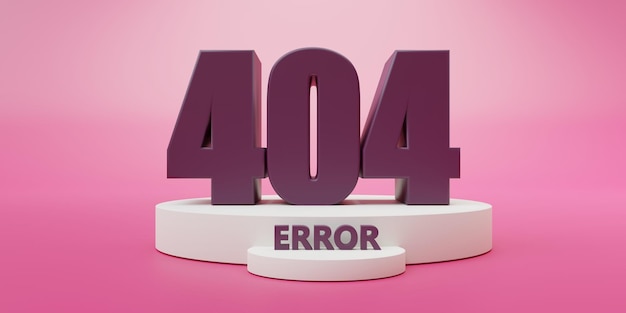 404 ERROR Website Page not found Sign on pink color background 3d render