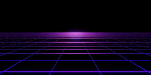 80s retro futuristic neon badge background 3d illustration Premium
