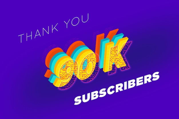 90 k subscribers celebration greeting banner with tech design