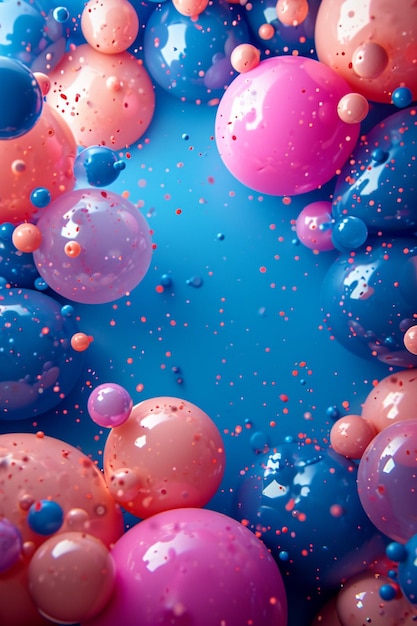 a 3D postcard with floating balloons in Holi colors