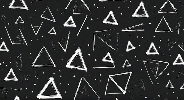 a blackboard with white and black and white geometric shapes and dots