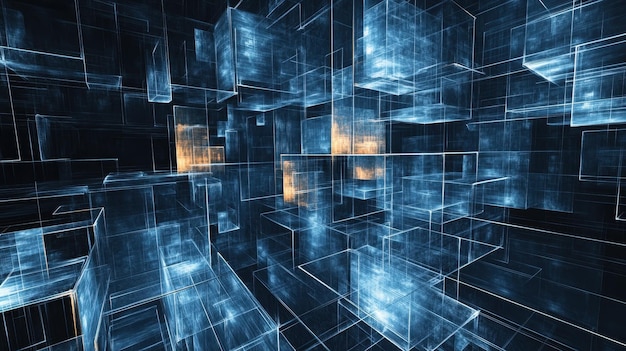 a blue abstract background with a lot of squares and the word light