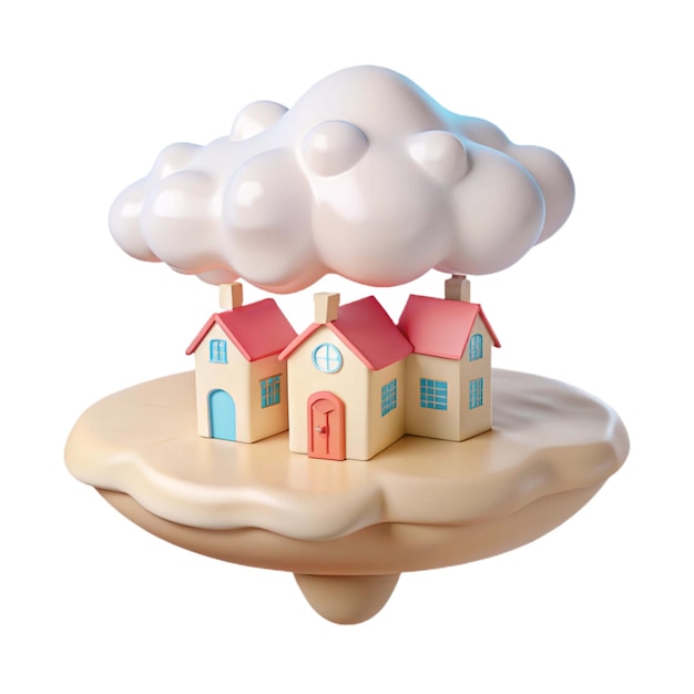 a blue and white castle with blue clouds on top of it