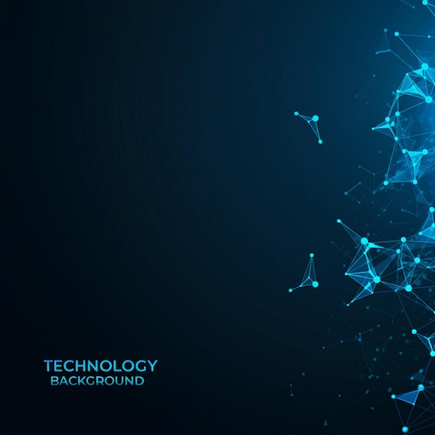 a blue background with a design that says technology on it