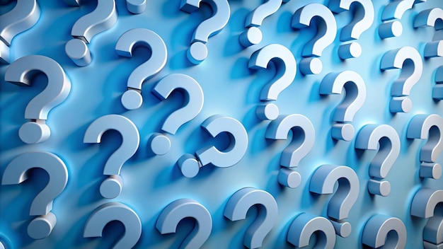 a blue background with many question marks on it