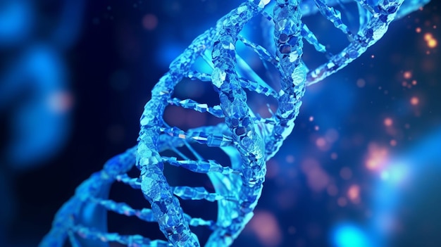 a blue dna strand with a blue background