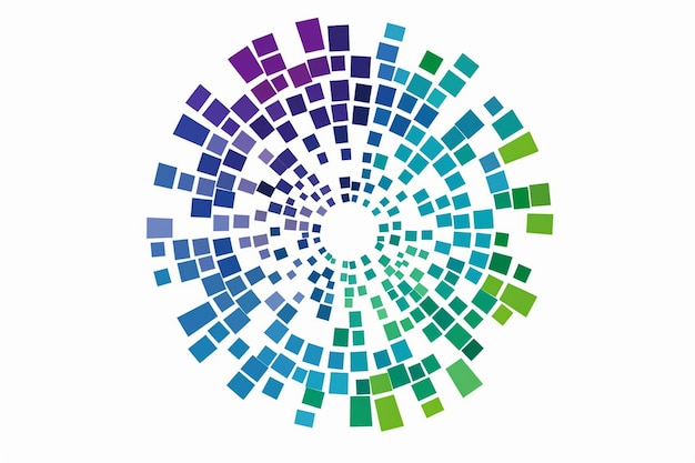 a circle of colored squares with a circle of blue and green squares