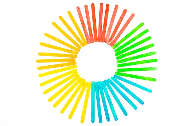A circle of colorful sticks