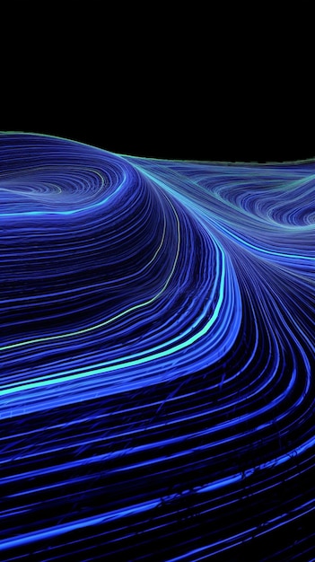 a close up of a blue and black background with a curved wave generative ai