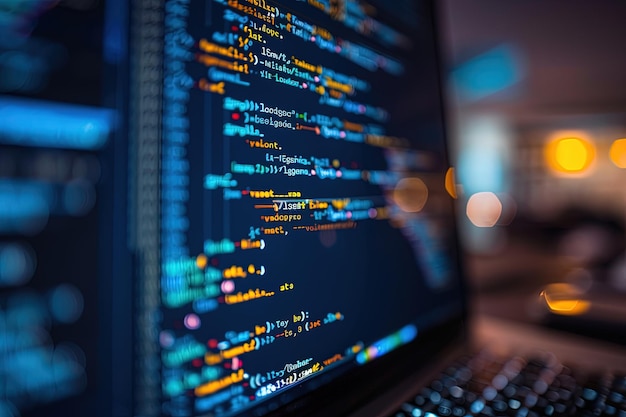A close up of a computer screen with a blurry background