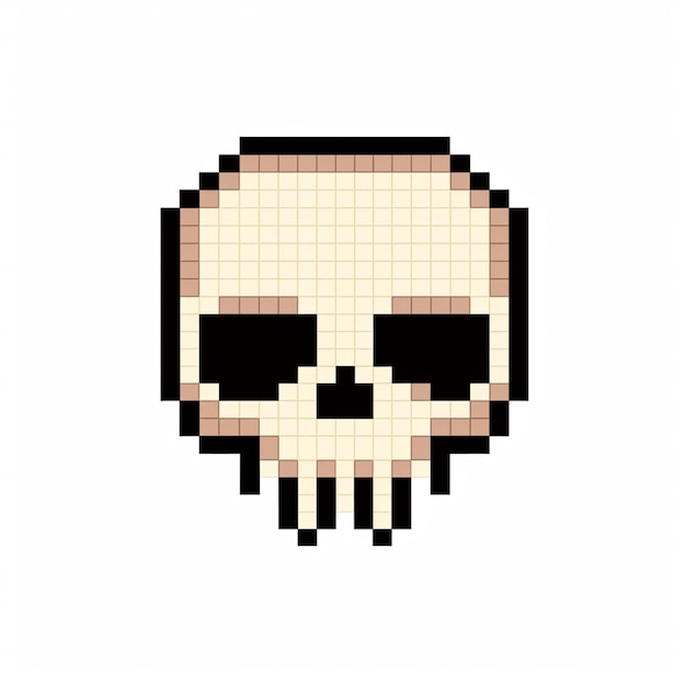 a close up of a pixel skull with a black eye generative ai