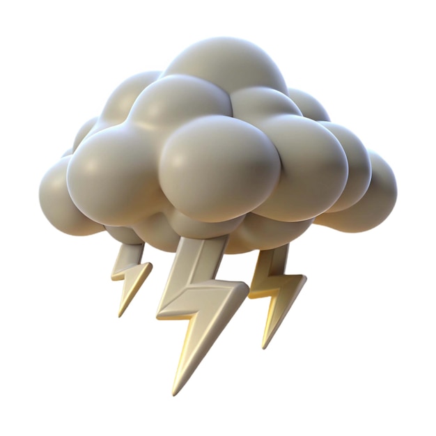 a cloud with a lightning bolt on it and a bunch of white eggs on the top