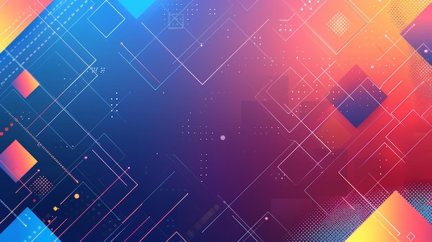 a colorful background with a pattern of squares and a square with a white dot