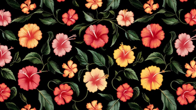 a colorful background with flowers and leaves and flowers