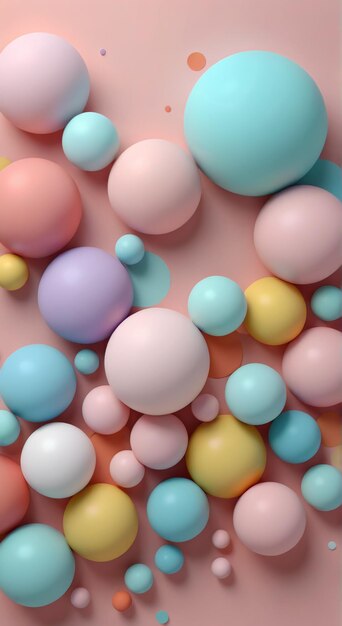 a colorful collection of colorful balls with a pink background