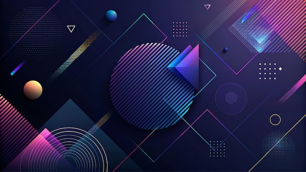 a colorful graphic with a circle of blue and pink lines