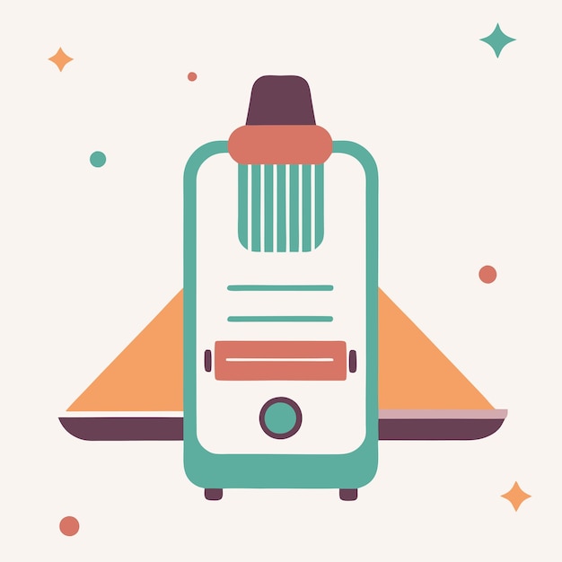 a colorful illustration of a robot with a blue back ground and a star on the top