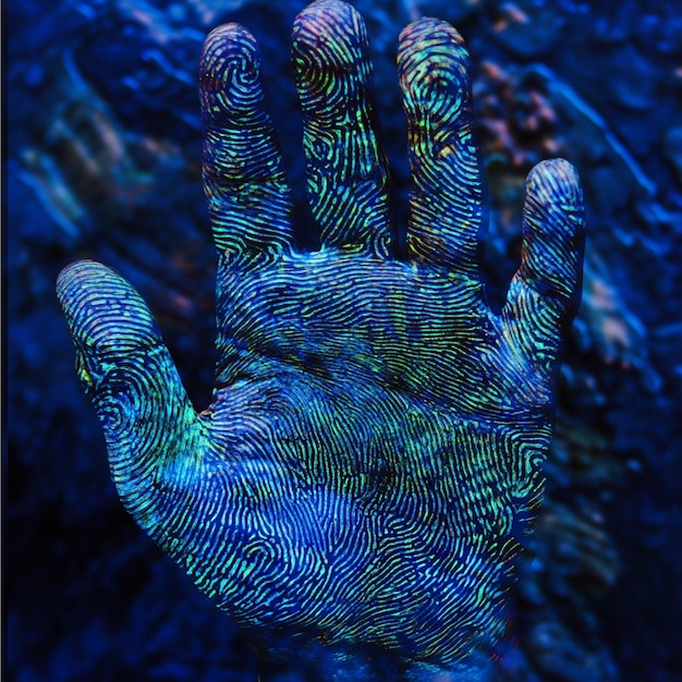 A detailed view of the palm print recognition algorithm showing how unique patterns are analyzed