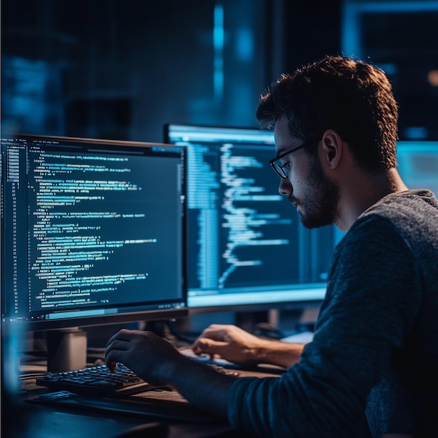 A developer working on database queries and optimizing performance