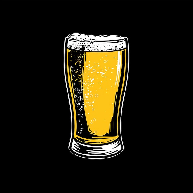 a drawing of a full glass of beer with bubbles on it