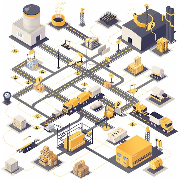 A flowchart illustrating a companys supply chain process