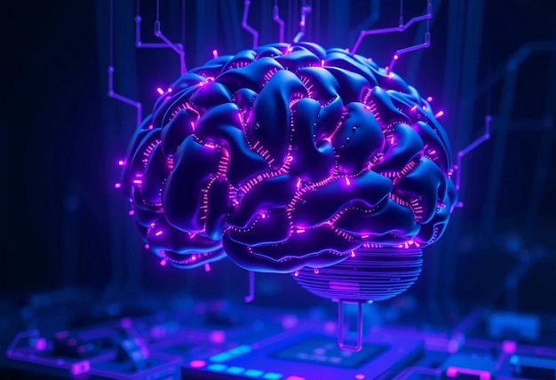 A futuristic glowing digital brain