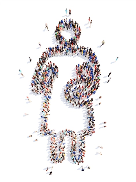 a large group of people in the form of a woman isolated on white