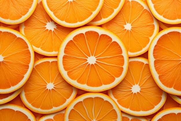 a large stack of oranges with the middle section showing the oranges.