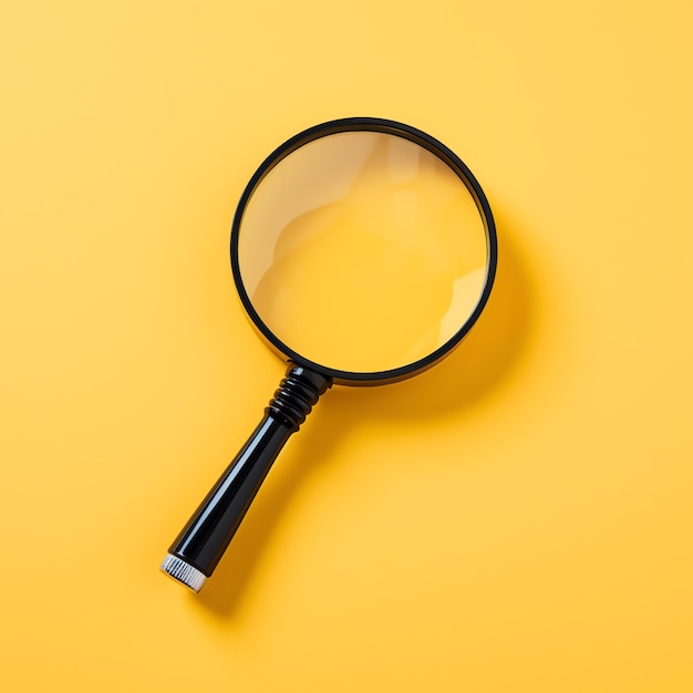 a magnifying glass on a yellow background