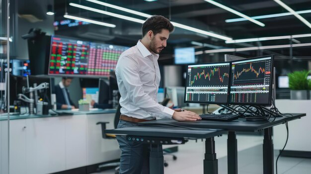 a man is looking at a computer screen with the word graph on it