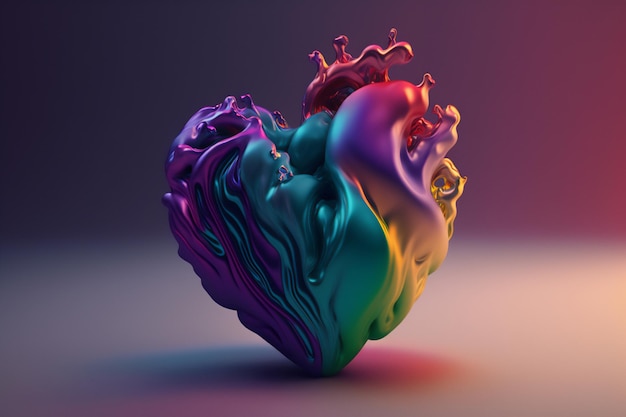 A multicolor liquidfilled heart with gradient effect