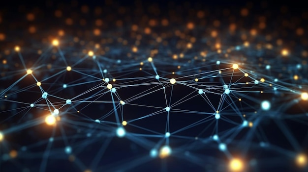 a network of connected lines with a blue background