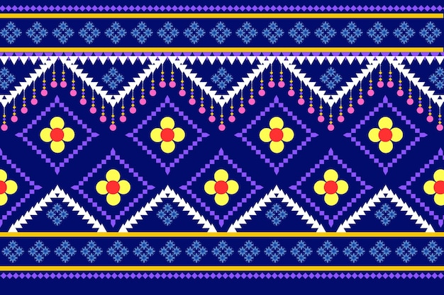 a pattern of purple and blue flowers and butterflies