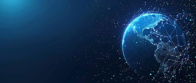 a picture of a world with a blue background and a space for text