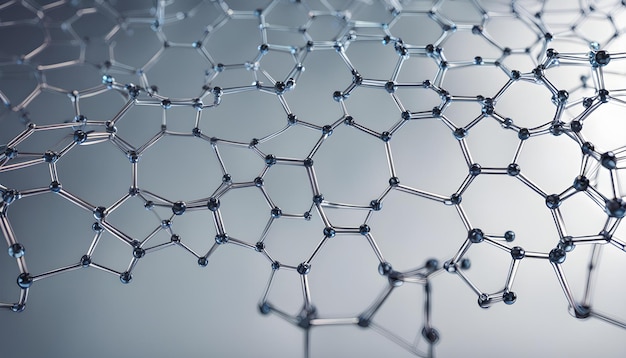 a piece of a hexagonal wire with a blue background