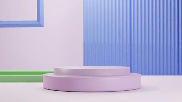 a podium with pink color and 3d render style